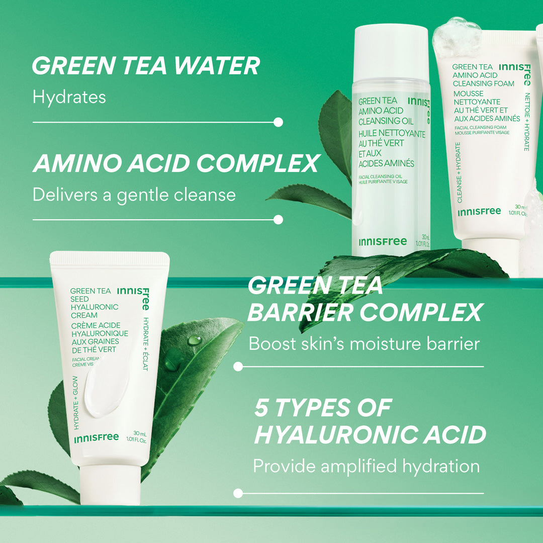 Green Tea Mini Double Cleanse + Hydrate Trio